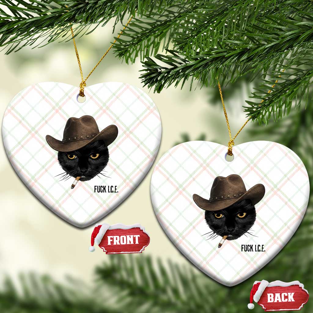 Funny Cowboy Cat Smoking Anti ICE Protest Meme Ceramic Ornament TS14 Print Your Wear