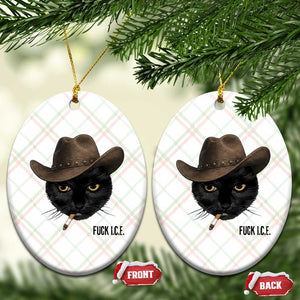 Funny Cowboy Cat Smoking Anti ICE Protest Meme Ceramic Ornament TS14 Print Your Wear
