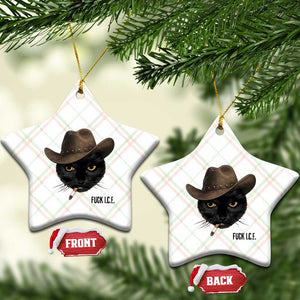 Funny Cowboy Cat Smoking Anti ICE Protest Meme Ceramic Ornament TS14 Print Your Wear