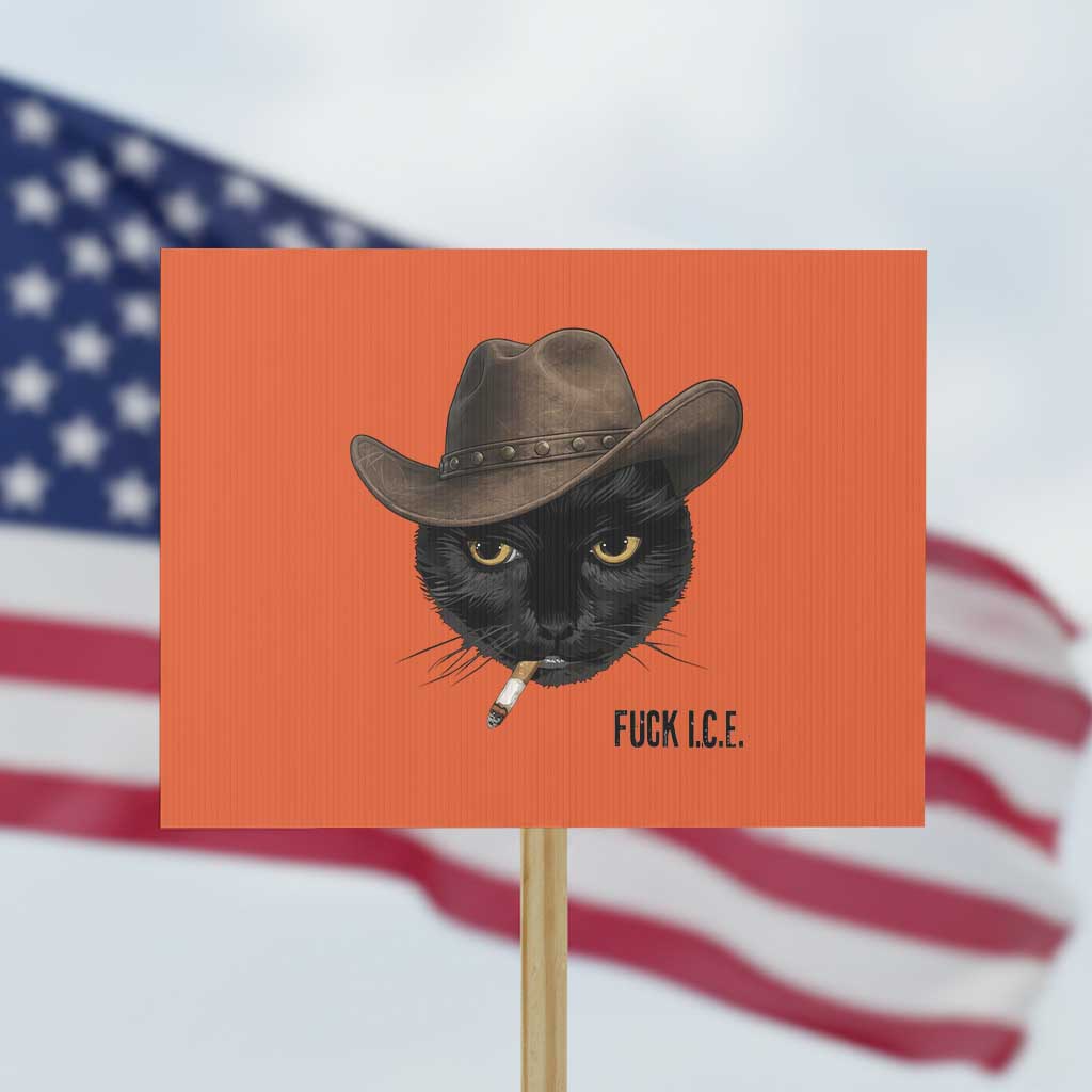 Funny Cowboy Cat Smoking Anti ICE Protest Meme Protest Sign TS14 Horizontal 18