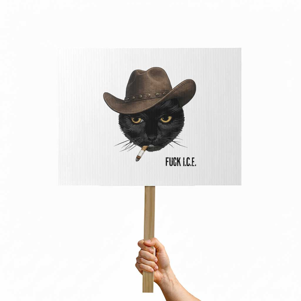 Funny Cowboy Cat Smoking Anti ICE Protest Meme Protest Sign TS14 Horizontal 18