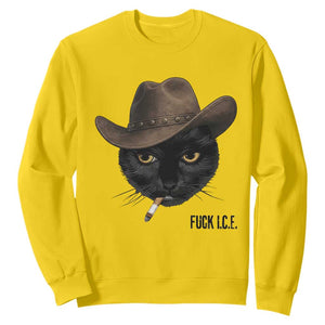 Funny Cowboy Cat Smoking Anti ICE Protest Meme Sweatshirt TS14 Daisy Print Your Wear