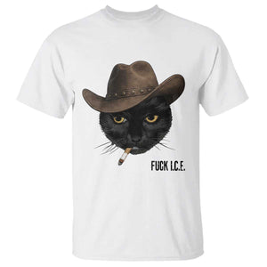 Funny Cowboy Cat Smoking Anti ICE Protest Meme T Shirt TS14 White Print Your Wear