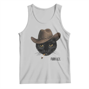 Funny Cowboy Cat Smoking Anti ICE Protest Meme Tank Top TS14 Ash Print Your Wear