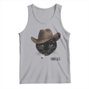 Funny Cowboy Cat Smoking Anti ICE Protest Meme Tank Top TS14 Athletic Heather Print Your Wear