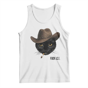 Funny Cowboy Cat Smoking Anti ICE Protest Meme Tank Top TS14 White Print Your Wear