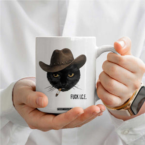 Funny Cowboy Cat Smoking Anti ICE Protest Meme Coffee Mug TS14 Print Your Wear