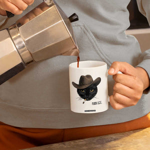 Funny Cowboy Cat Smoking Anti ICE Protest Meme Coffee Mug TS14 Print Your Wear