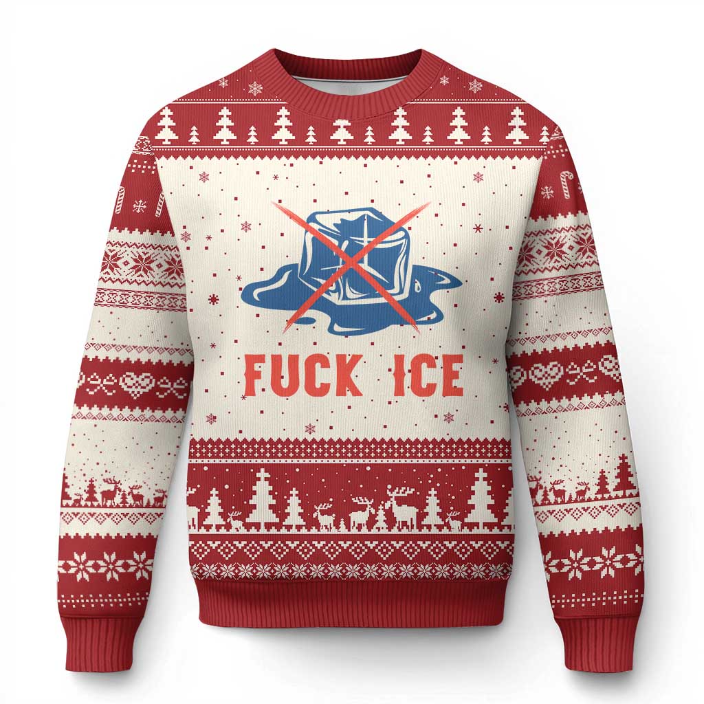 Ice Cube Anti ICE Immigration Human Rights Meme Ugly Christmas Sweater TS14 Beige Red Print Your Wear
