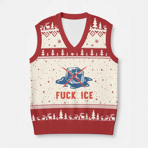Ice Cube Anti ICE Immigration Human Rights Meme V-Neck Knit Sweater Vest TS14 Beige Red Print Your Wear