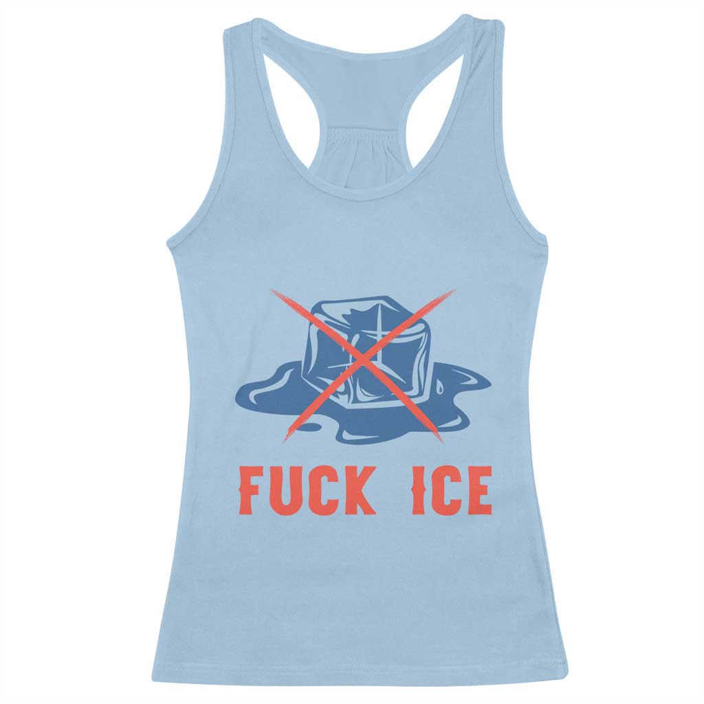Ice Cube Anti ICE Immigration Human Rights Meme Racerback Tank Top TS14 Light Blue Print Your Wear