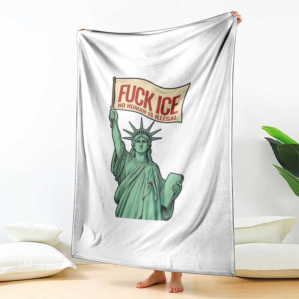 Fck Ice No Human Is Illegal Throw Blanket Statue of Liberty Anti ICE Immigration Human Rights Protest TS14 Print Your Wear