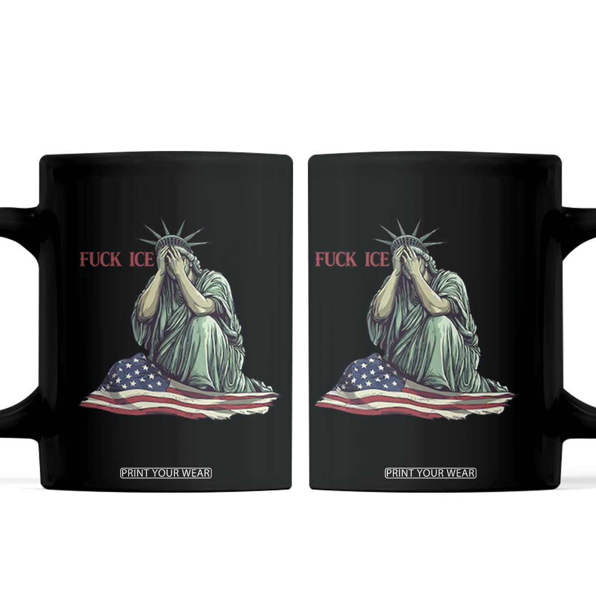 Statue of Liberty Anti ICE Deportation Human Rights Protest Coffee Mug TS14 Black Print Your Wear