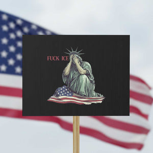Statue of Liberty Anti ICE Deportation Human Rights Protest Protest Sign TS14 Horizontal 18" × 24" Black Print Your Wear