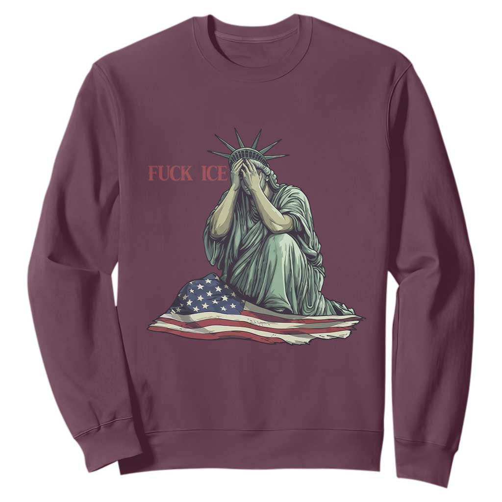 Statue of Liberty Anti ICE Deportation Human Rights Protest Sweatshirt TS14 Maroon Print Your Wear