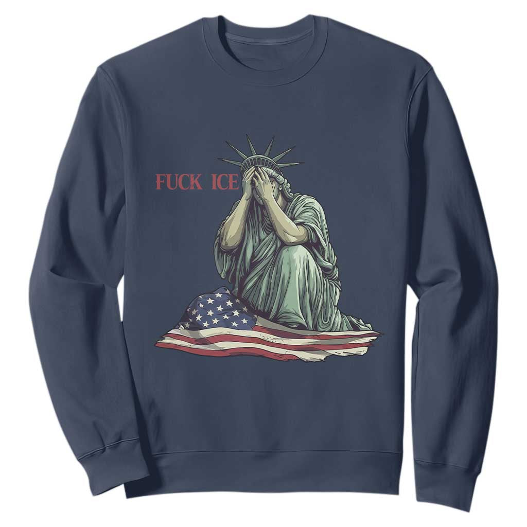 Statue of Liberty Anti ICE Deportation Human Rights Protest Sweatshirt TS14 Navy Print Your Wear