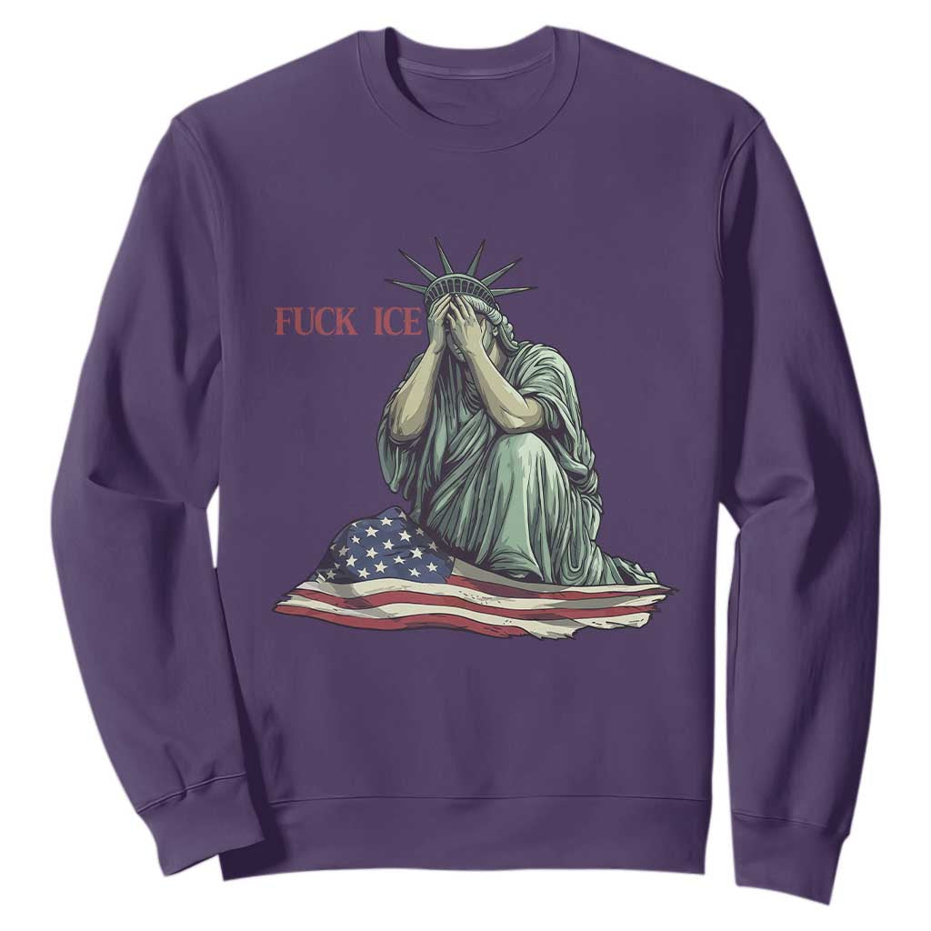 Statue of Liberty Anti ICE Deportation Human Rights Protest Sweatshirt TS14 Purple Print Your Wear