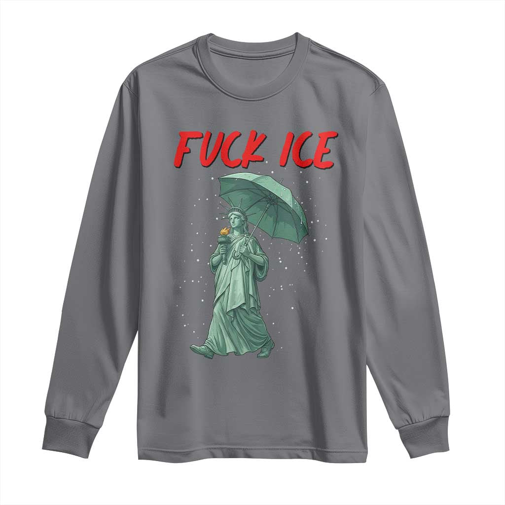 Statue of Liberty Crying Anti ICE Protest Meme Long Sleeve Shirt TS14 Charcoal Print Your Wear