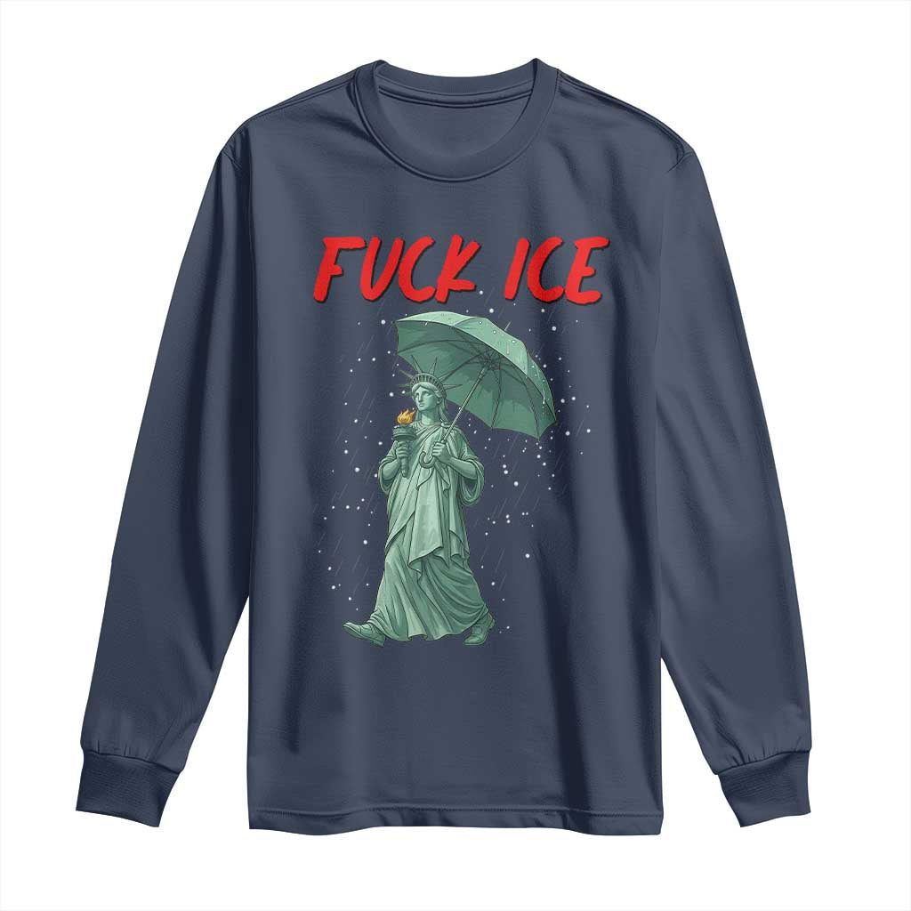 Statue of Liberty Crying Anti ICE Protest Meme Long Sleeve Shirt TS14 Navy Print Your Wear