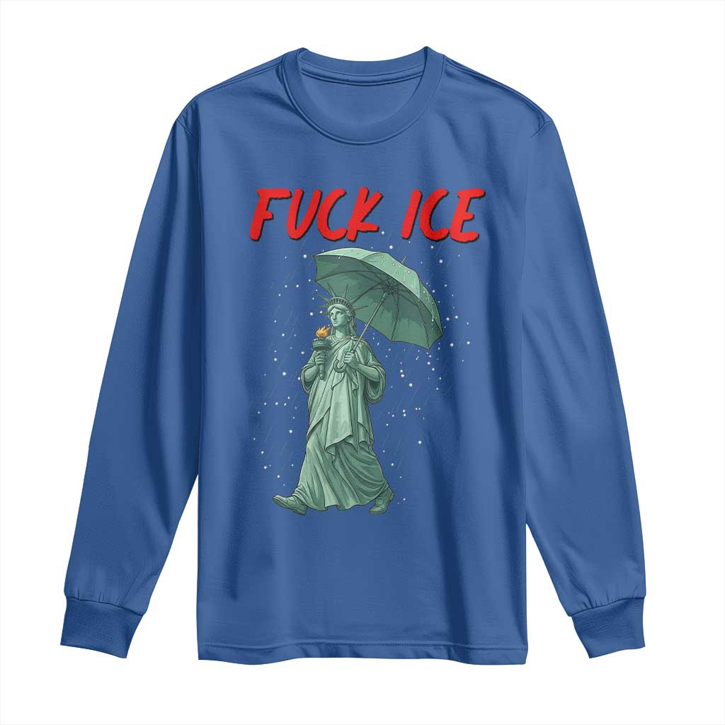 Statue of Liberty Crying Anti ICE Protest Meme Long Sleeve Shirt TS14 Royal Blue Print Your Wear
