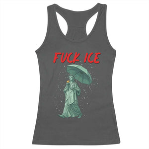 Statue of Liberty Crying Anti ICE Protest Meme Racerback Tank Top TS14 Dark Heather Print Your Wear