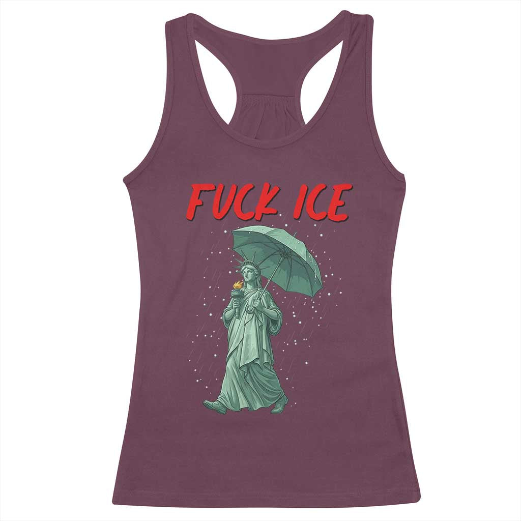 Statue of Liberty Crying Anti ICE Protest Meme Racerback Tank Top TS14 Maroon Print Your Wear