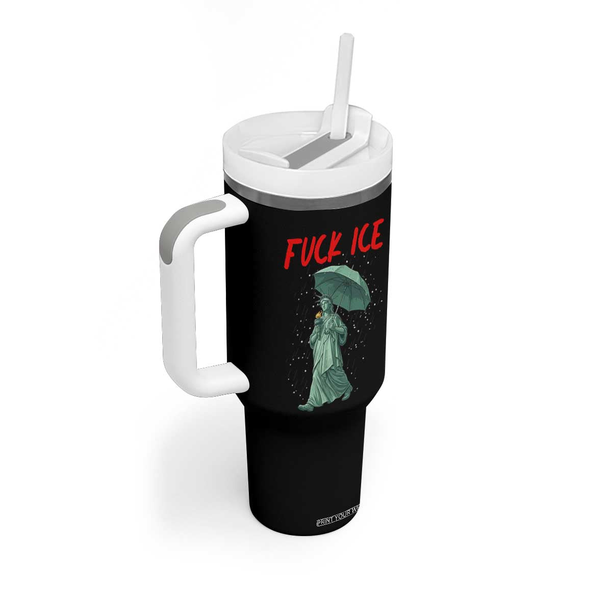 Statue of Liberty Crying Anti ICE Protest Meme Tumbler With Handle TS14 Print Your Wear
