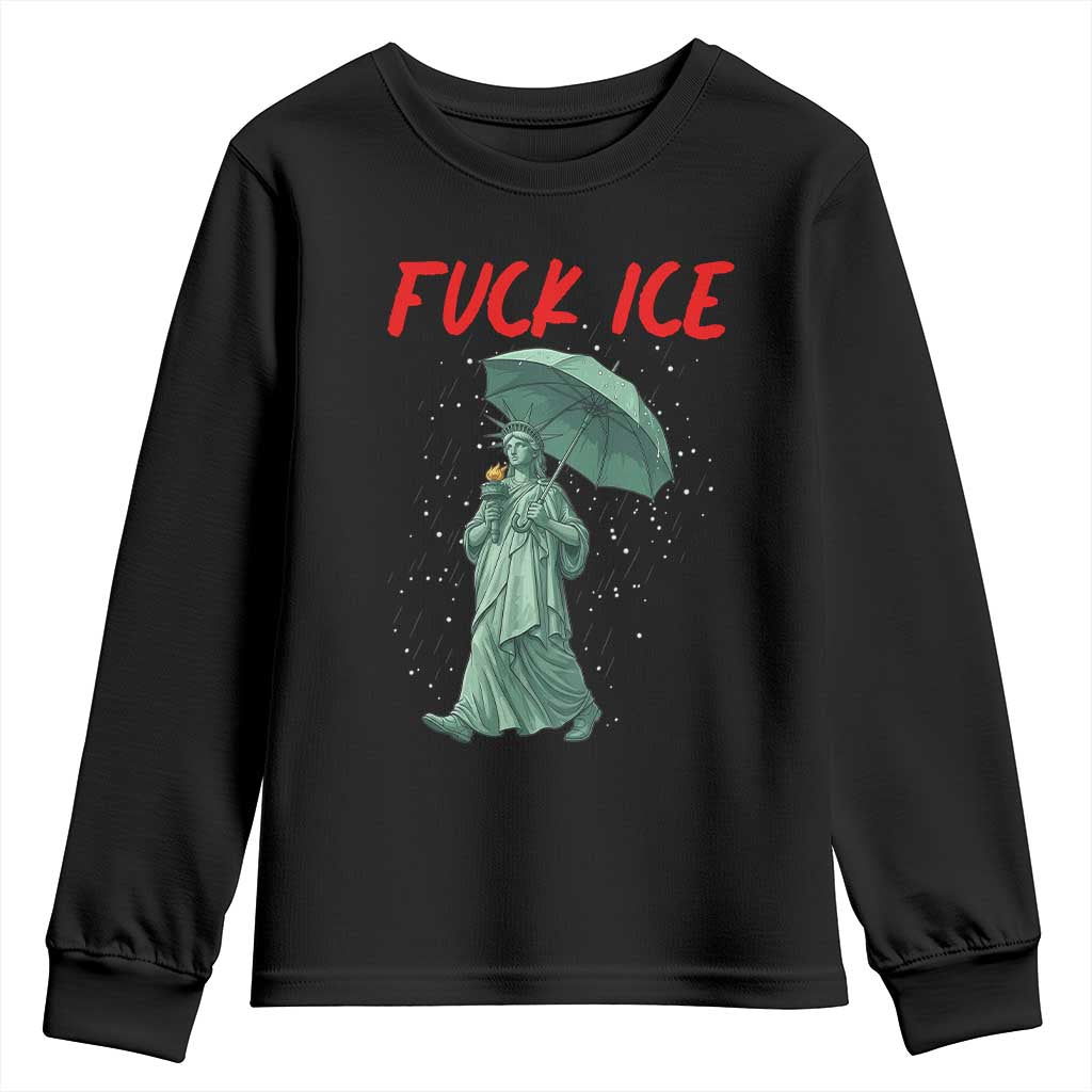 Statue of Liberty Crying Anti ICE Protest Meme Youth Sweatshirt TS14 Black Print Your Wear