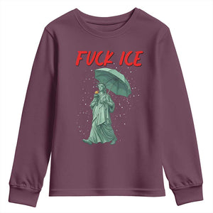 Statue of Liberty Crying Anti ICE Protest Meme Youth Sweatshirt TS14 Maroon Print Your Wear