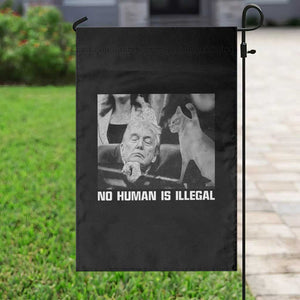 No Human Is Illegal Garden Flag Funny Cat Anti ICE Meme TS14 Print Your Wear