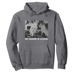 No Human Is Illegal Hoodie Funny Cat Anti ICE Meme TS14 Charcoal Print Your Wear