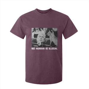No Human Is Illegal T Shirt For Kid Funny Cat Anti ICE Meme TS14 Maroon Print Your Wear