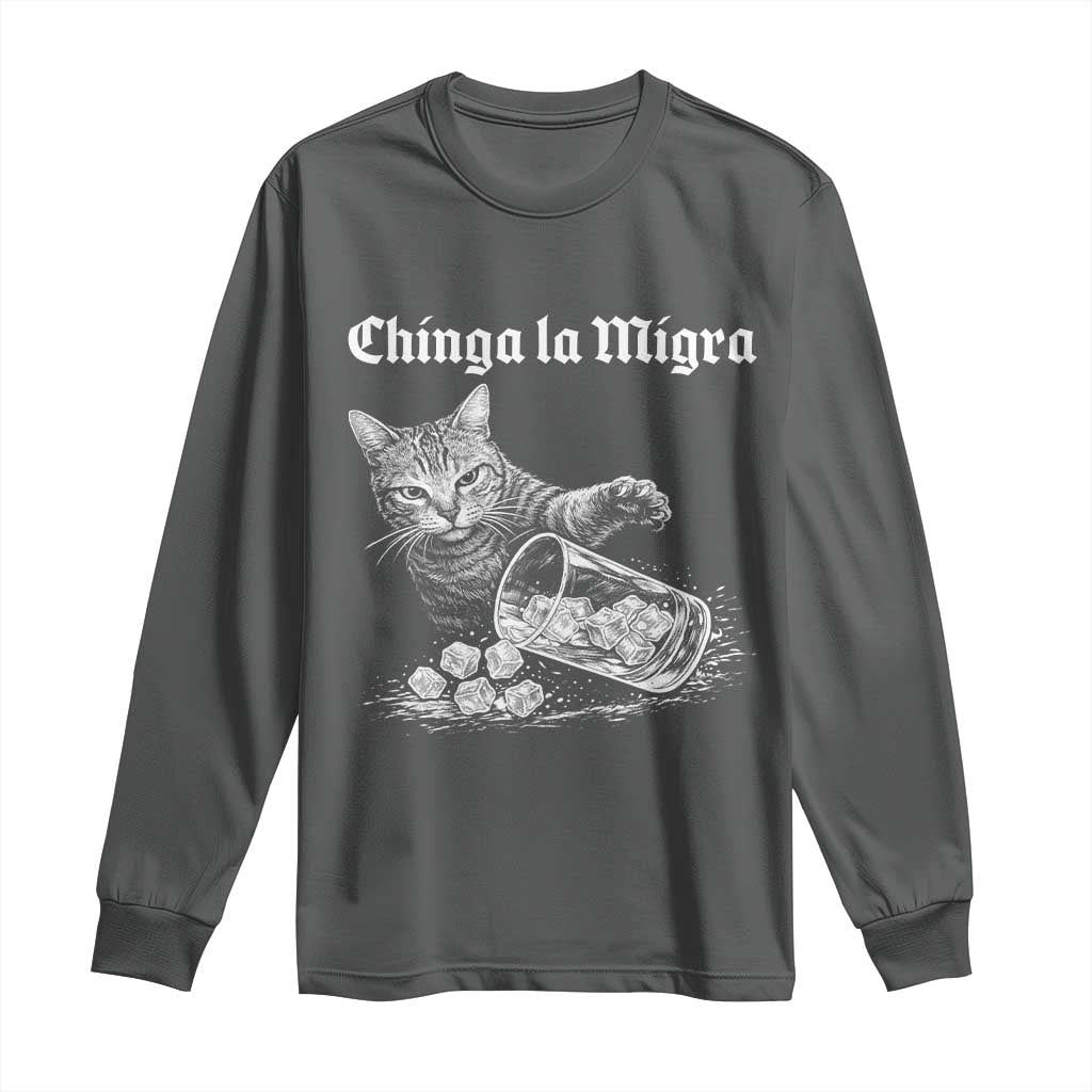Funny Cat Anti ICE Meme Long Sleeve Shirt TS14 Dark Heather Print Your Wear