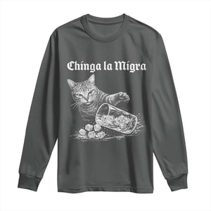 Funny Cat Anti ICE Meme Long Sleeve Shirt TS14 Dark Heather Print Your Wear