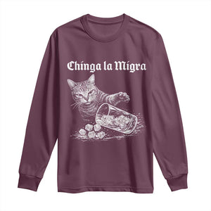Funny Cat Anti ICE Meme Long Sleeve Shirt TS14 Maroon Print Your Wear