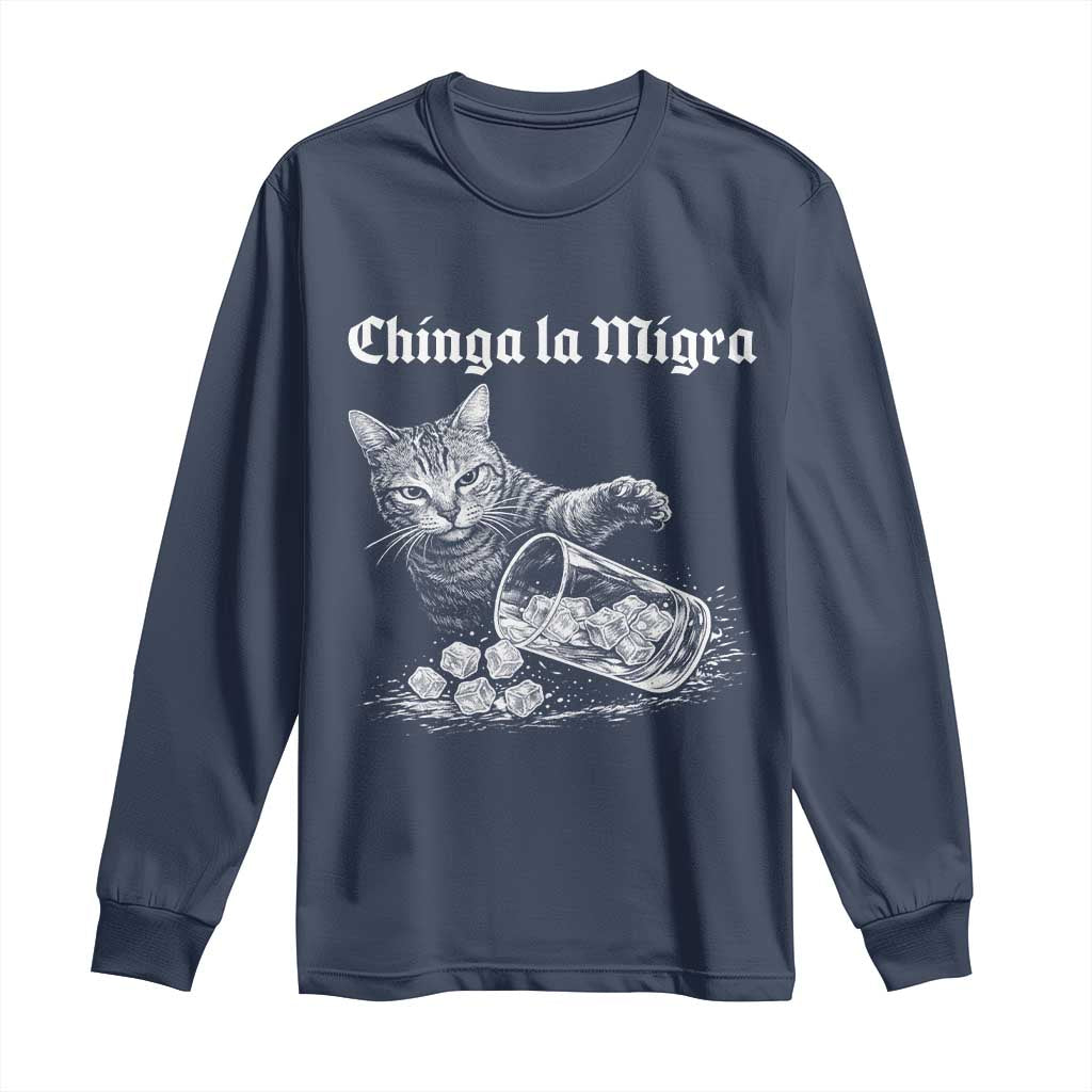 Funny Cat Anti ICE Meme Long Sleeve Shirt TS14 Navy Print Your Wear