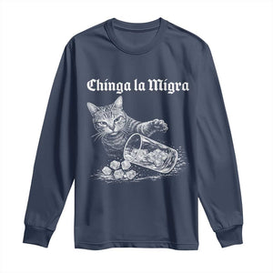 Funny Cat Anti ICE Meme Long Sleeve Shirt TS14 Navy Print Your Wear