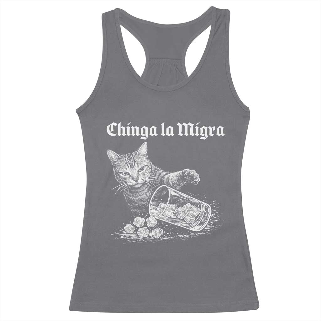 Funny Cat Anti ICE Meme Racerback Tank Top TS14 Charcoal Print Your Wear