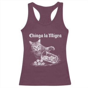 Funny Cat Anti ICE Meme Racerback Tank Top TS14 Maroon Print Your Wear