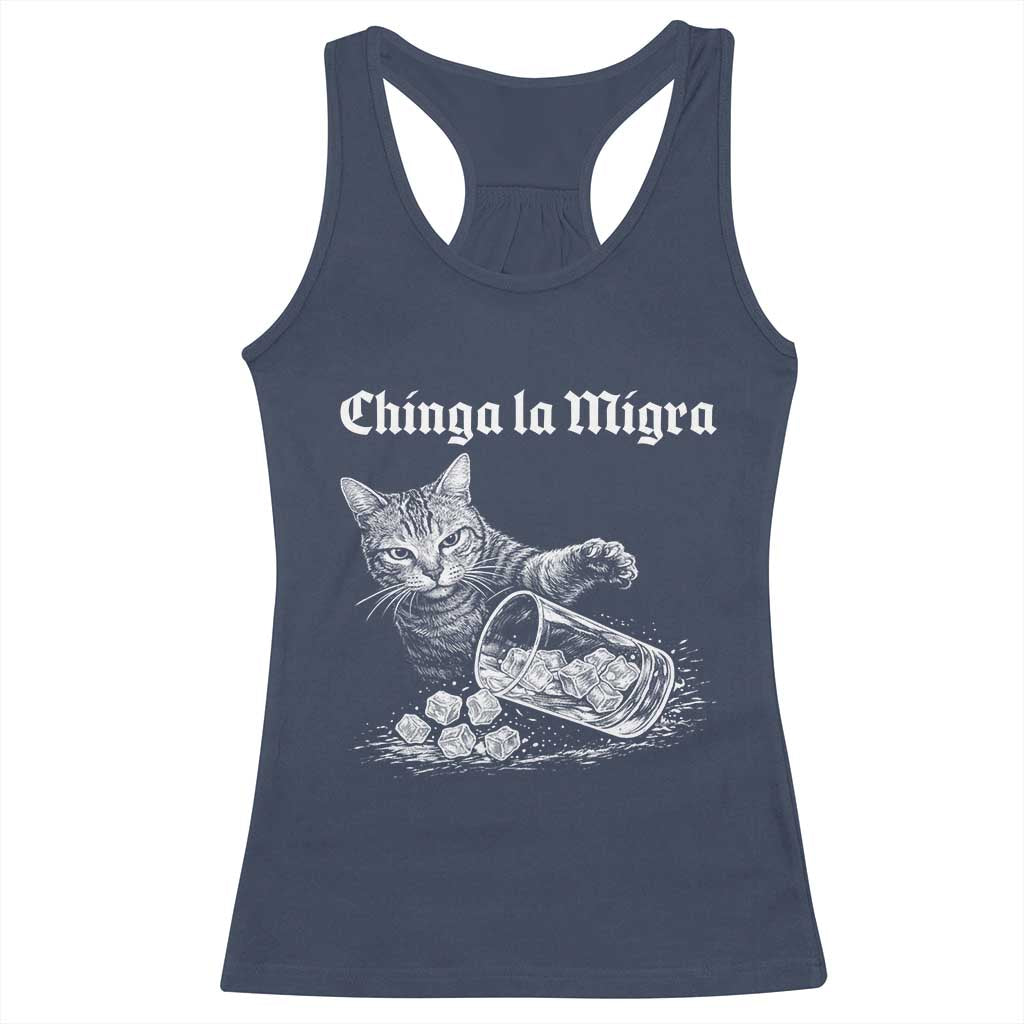 Funny Cat Anti ICE Meme Racerback Tank Top TS14 Navy Print Your Wear
