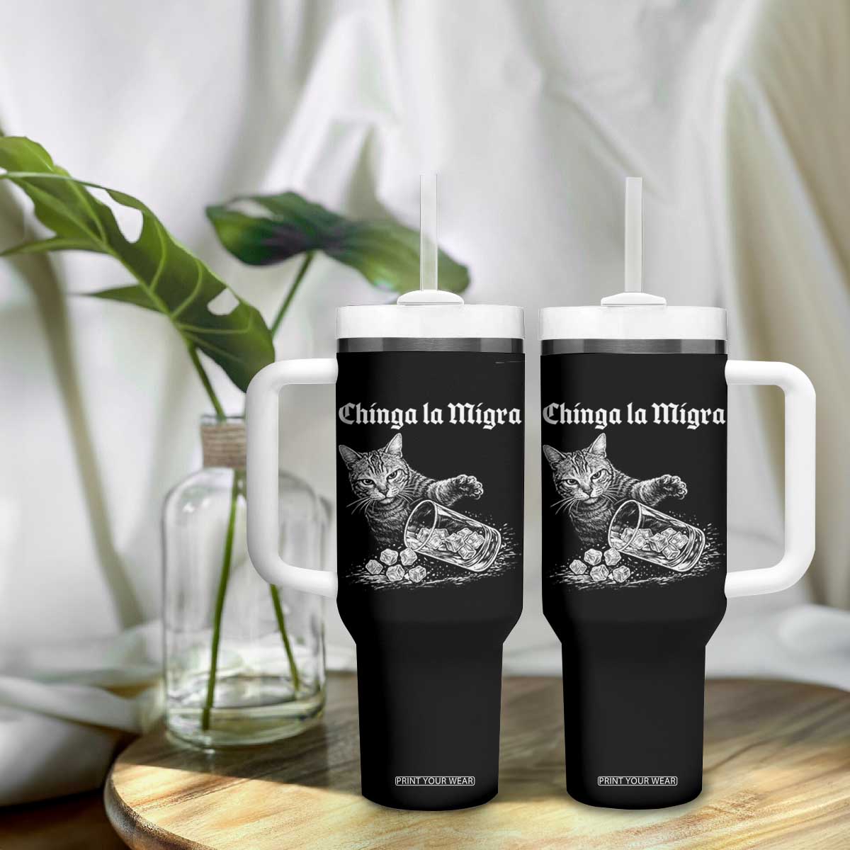Funny Cat Anti ICE Meme Tumbler With Handle TS14 Print Your Wear
