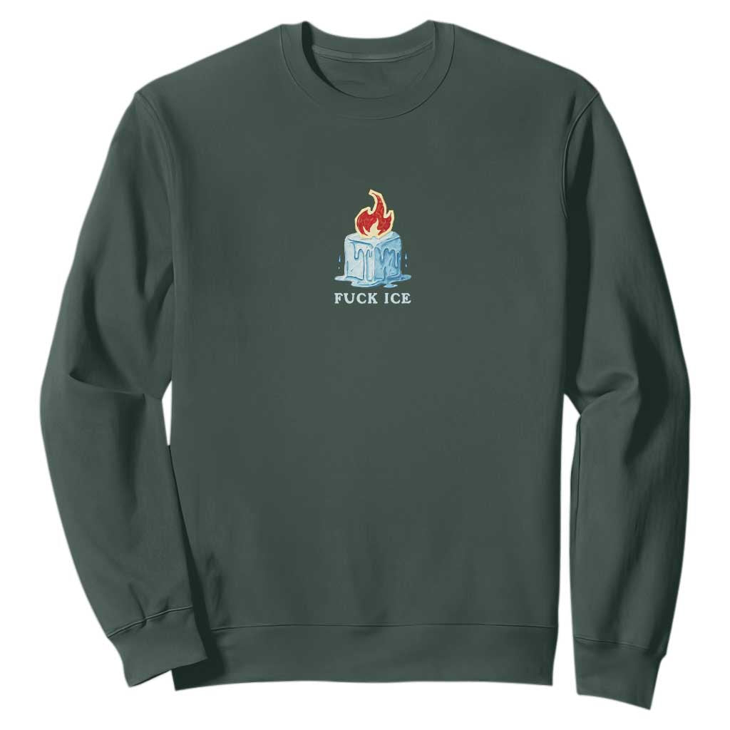 Fck Ice Sweatshirt Anti ICE Immigration Deportation Human Rights Protest TS14 Dark Forest Green Print Your Wear