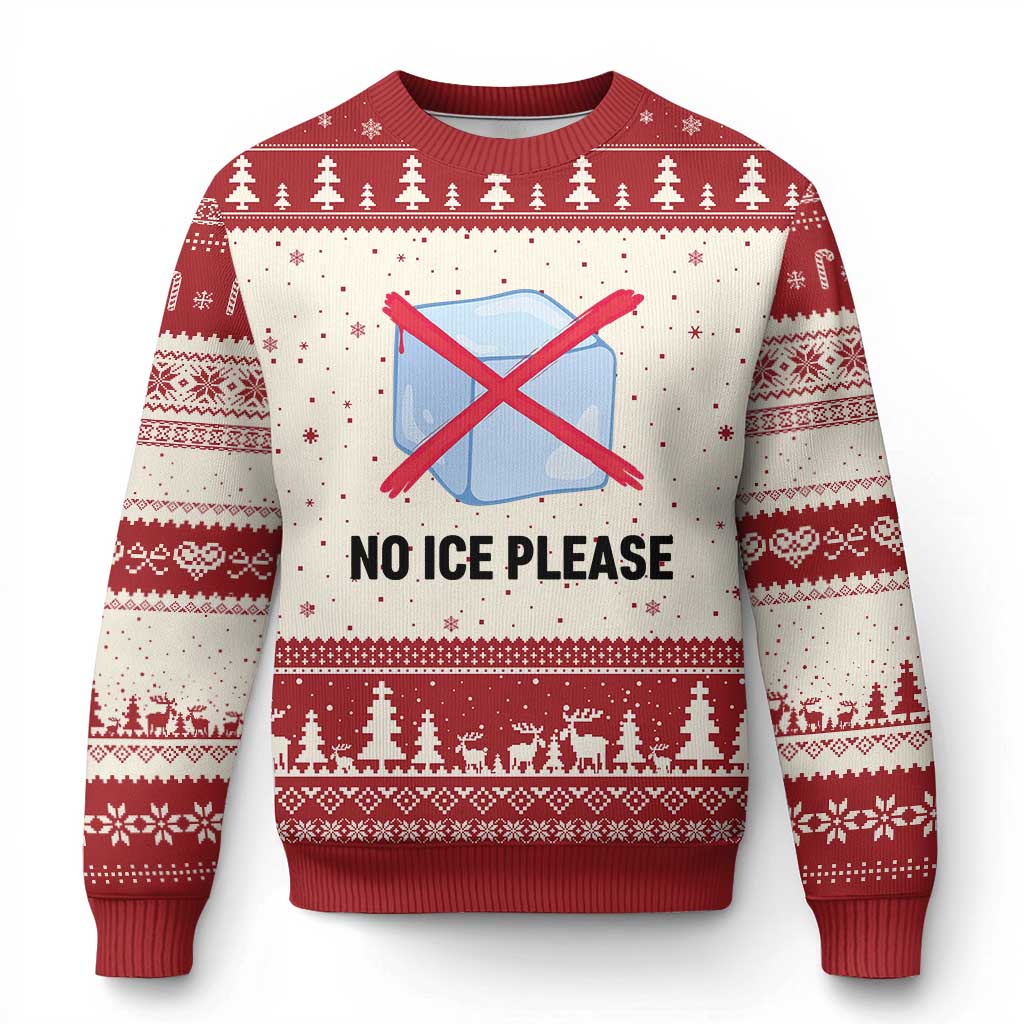 No Ice Please Ugly Christmas Sweater Subtle Anti ICE Deportation Human Rights TS14 Beige Red Print Your Wear