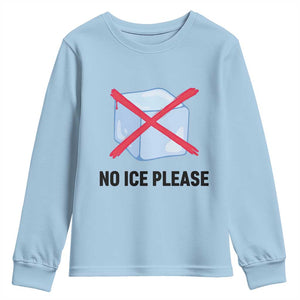 No Ice Please Youth Sweatshirt Subtle Anti ICE Deportation Human Rights TS14 Light Blue Print Your Wear