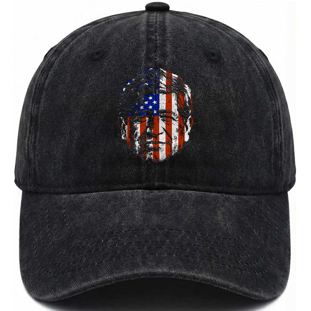 Cesar Chavez Washed Cotton Baseball Cap Hispanic Heritage Month American Flag Portrait TS14 Washed Cap Universal Fit Black Print Your Wear