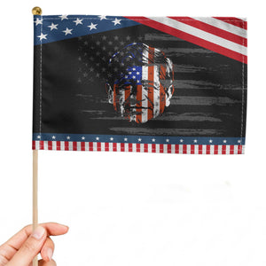 Cesar Chavez Patriotic Handheld Flag Hispanic Heritage Month American Flag Portrait TS14 Distressed 8.2" × 5.5" Black Blue Print Your Wear