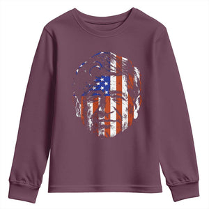 Cesar Chavez Youth Sweatshirt Hispanic Heritage Month American Flag Portrait TS14 Maroon Print Your Wear