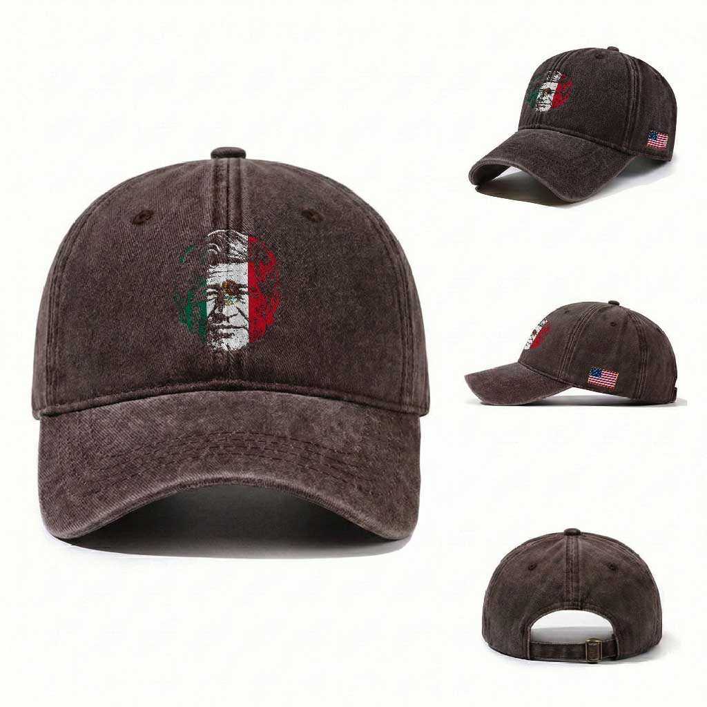 Cesar Chavez Day Mexican American Pride Washed Cotton Baseball Cap TS14 Washed Cap Universal Fit Dark Brown Print Your Wear