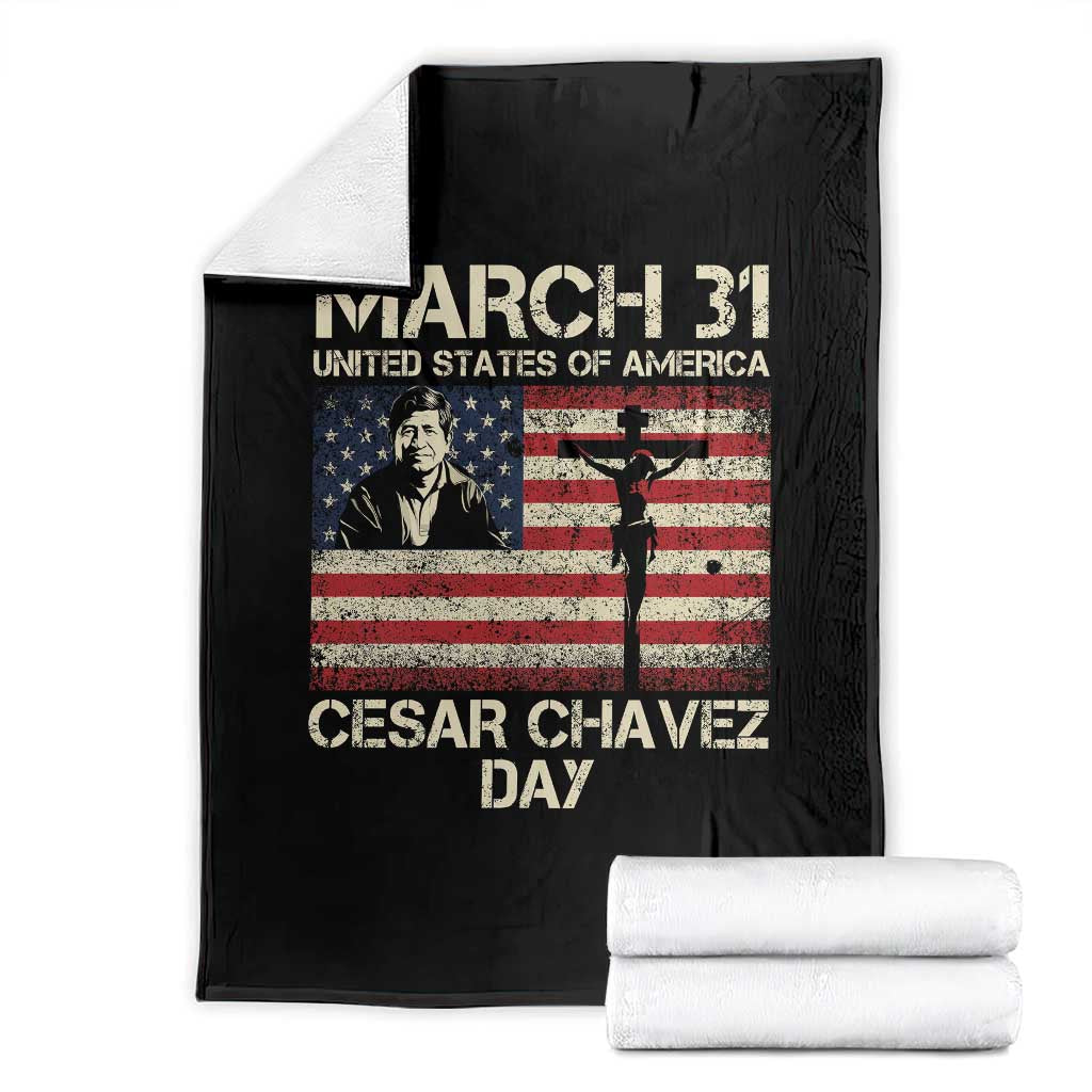 Cesar Chavez March 31 Celebration Throw Blanket Christian American Flag Religious TS14 Black Print Your Wear