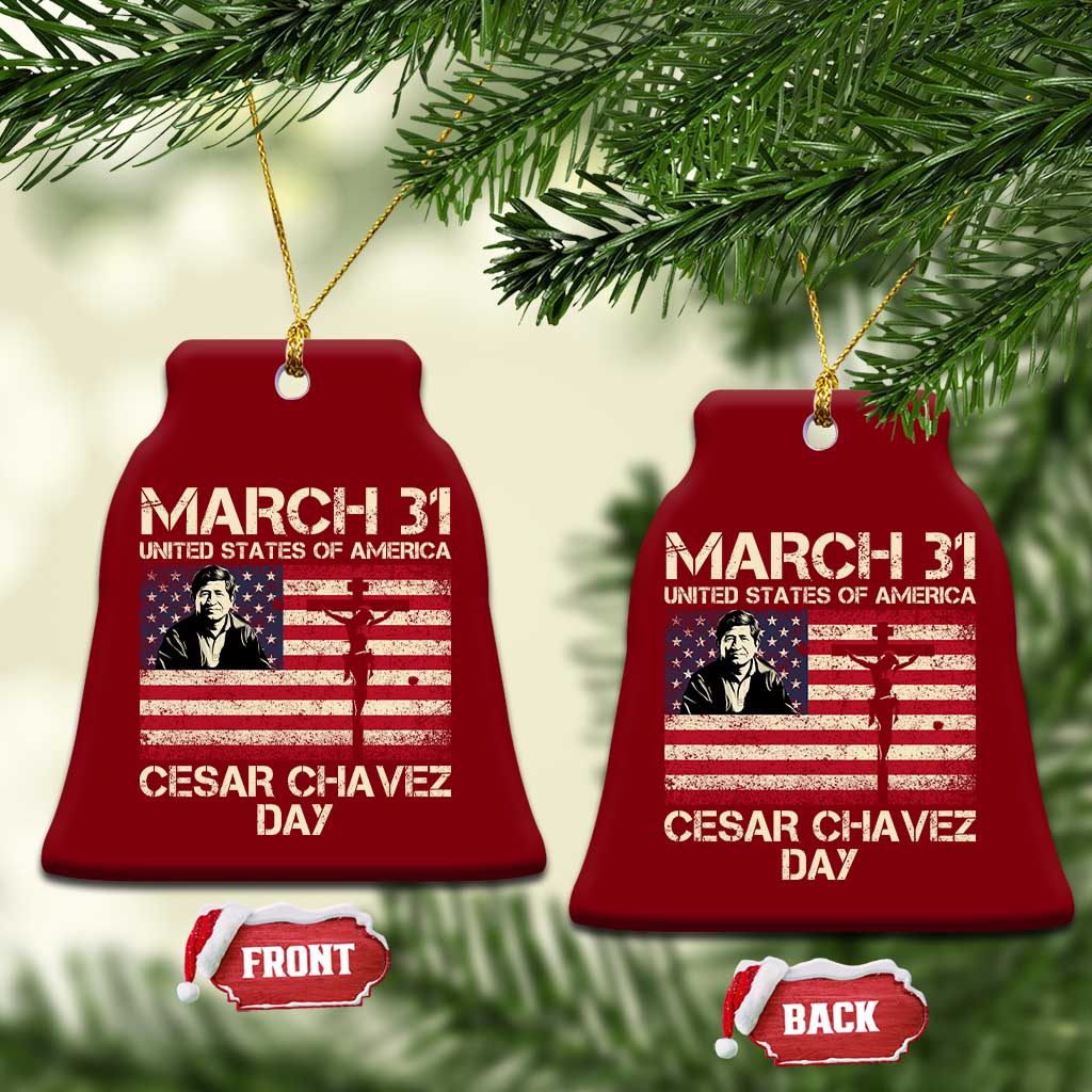 Cesar Chavez March 31 Celebration Ceramic Ornament Christian American Flag Religious TS14 Print Your Wear